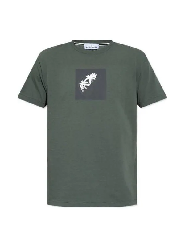 Футболка compass print t-shirt 'dark green' Stone Island — изображение 1 из 3, темный зеленый
