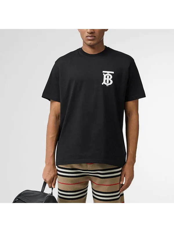 Футболка мужская Burberry Pattern Cotton Loose Classic, короткий рукав — изображение 3 из 4, черный
