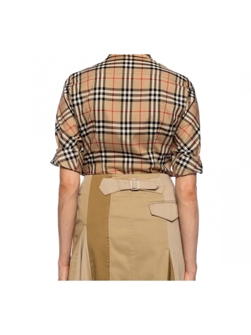 Рубашка Burberry Vintage Check Stretch Cotton Twill Shirt — изображение 3 из 4, бежевый
