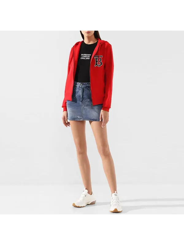 Толстовка Burberry Alphabet Printing Zipper Hoodie — изображение 4 из 4, красный