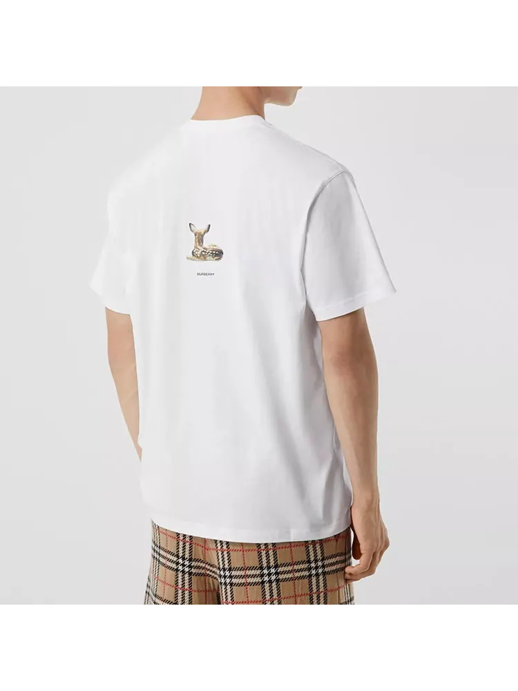 Футболка Burberry Deer Print Cotton Oversized Deerlet Printing T-Shirt — изображение 3 из 4, белый