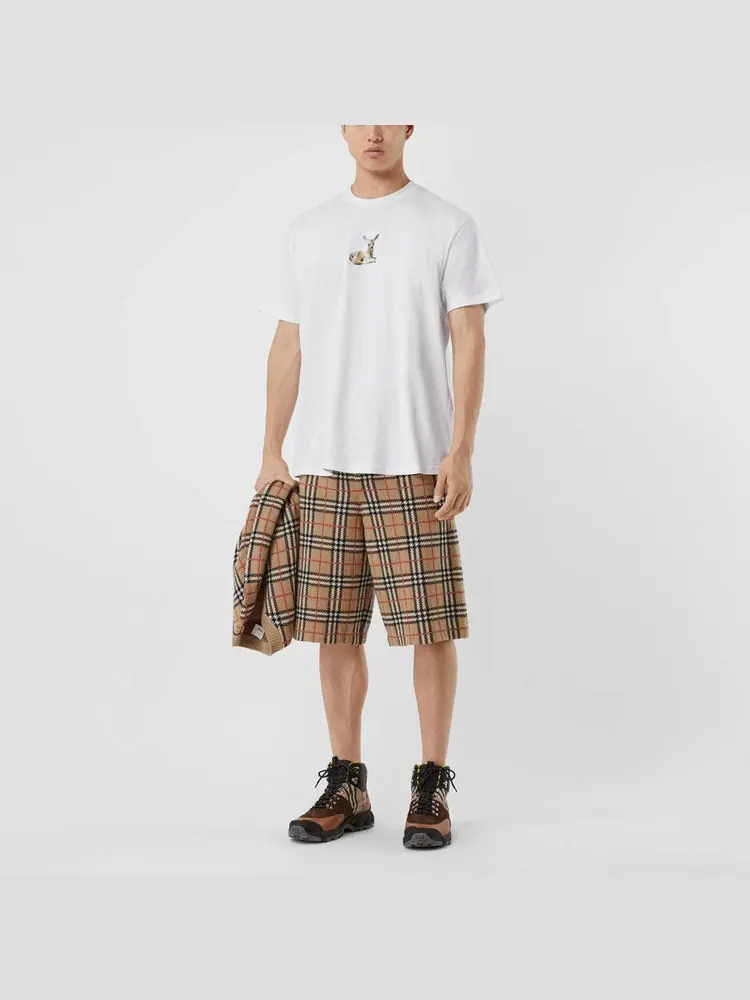 Футболка Burberry Deer Print Cotton Oversized Deerlet Printing T-Shirt — изображение 4 из 4, белый