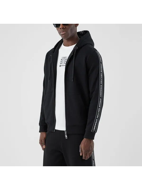 Толстовка Burberry fw20 logo cotton hooded zipper sports tops — изображение 3 из 4, черный