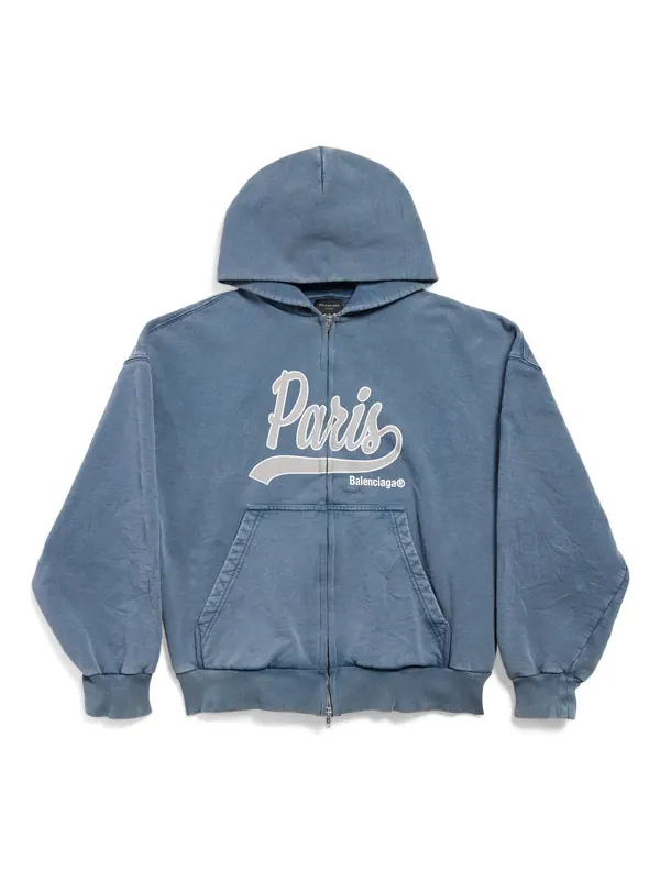 Куртка enjoy paris full zip hoodie regular fit 'faded blue' Balenciaga — изображение 1 из 2, синий