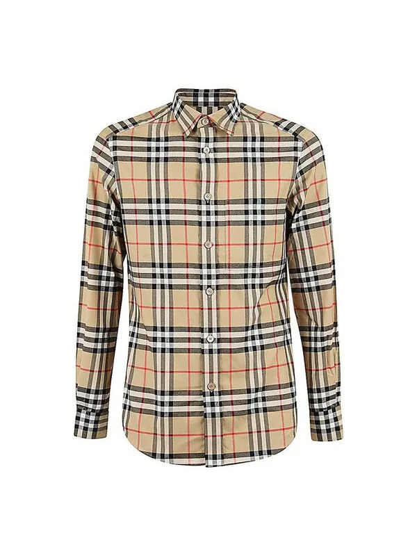 Рубашка Burberry в винтажную клетку — изображение 1 из 4, бежевый