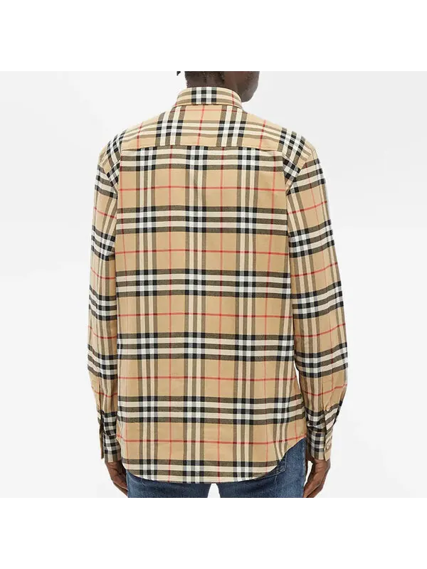 Рубашка Burberry в винтажную клетку — изображение 4 из 4, бежевый