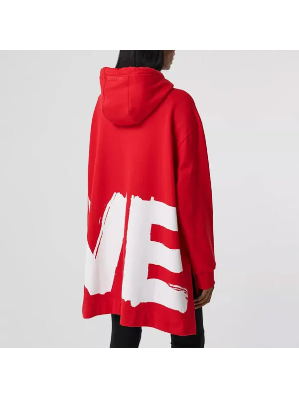 Толстовка Burberry love printing loose hoodie — изображение 3 из 4, красный