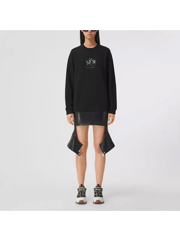 Худи Burberry ss21 pattern embroideкрасный cotton loose sports hoodie — изображение 3 из 4, черный