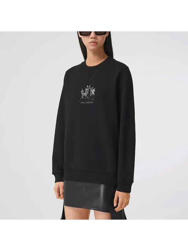 Худи Burberry ss21 pattern embroideкрасный cotton loose sports hoodie — изображение 4 из 4, черный