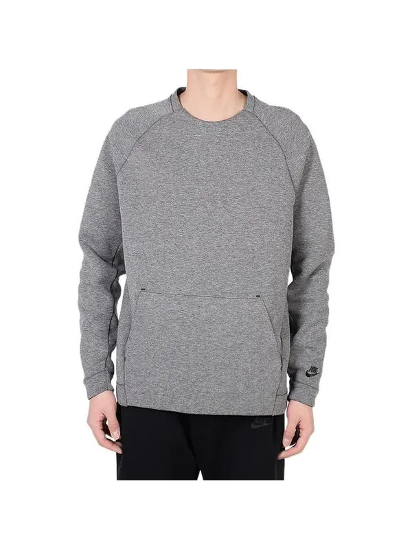 Толстовка Nike Sportswear Tech Fleece Crew 'Black' — изображение 2 из 4, черный
