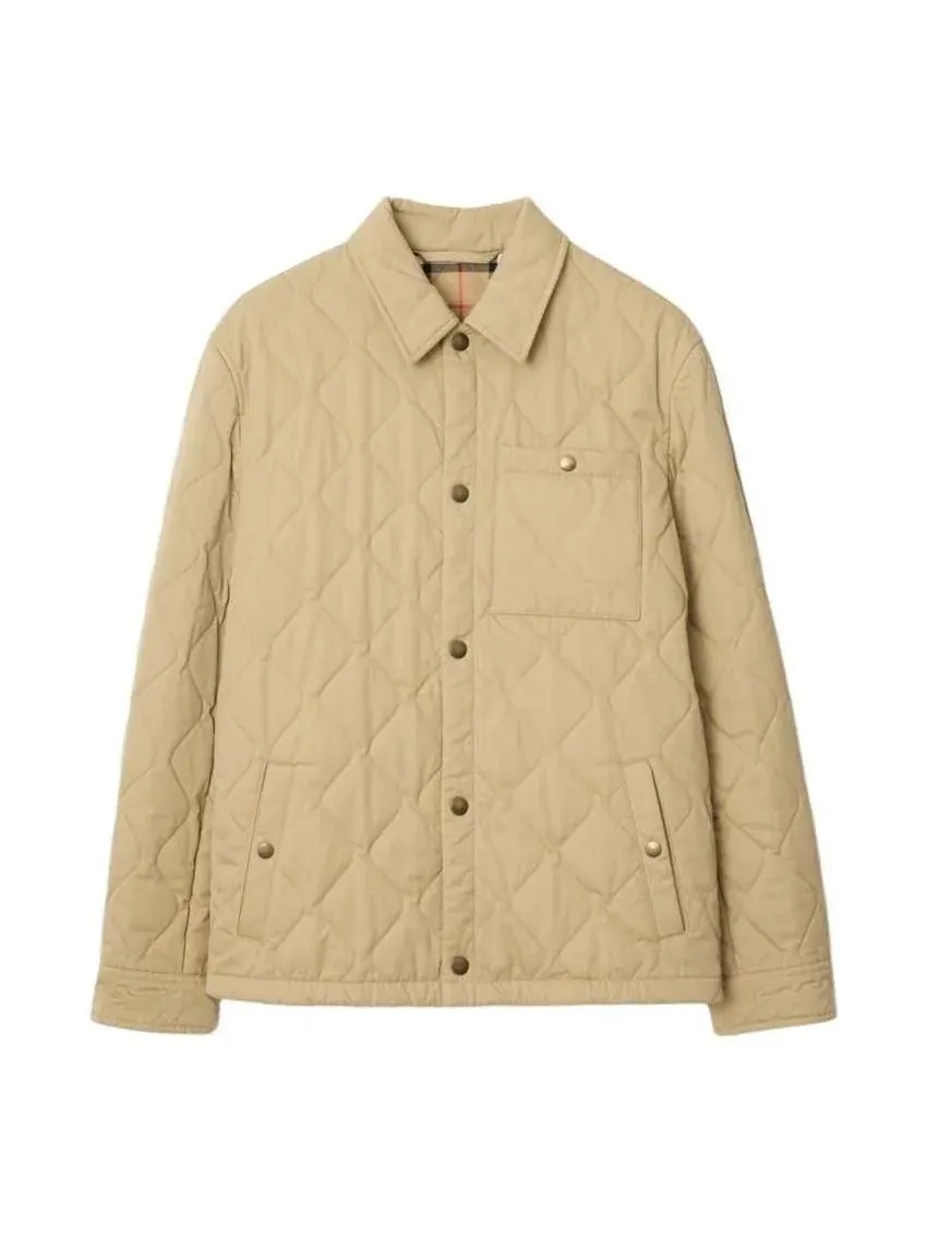 Куртка Burberry 25 стеганая габардиновая с длинными рукавами — изображение 1 из 6, бежевый