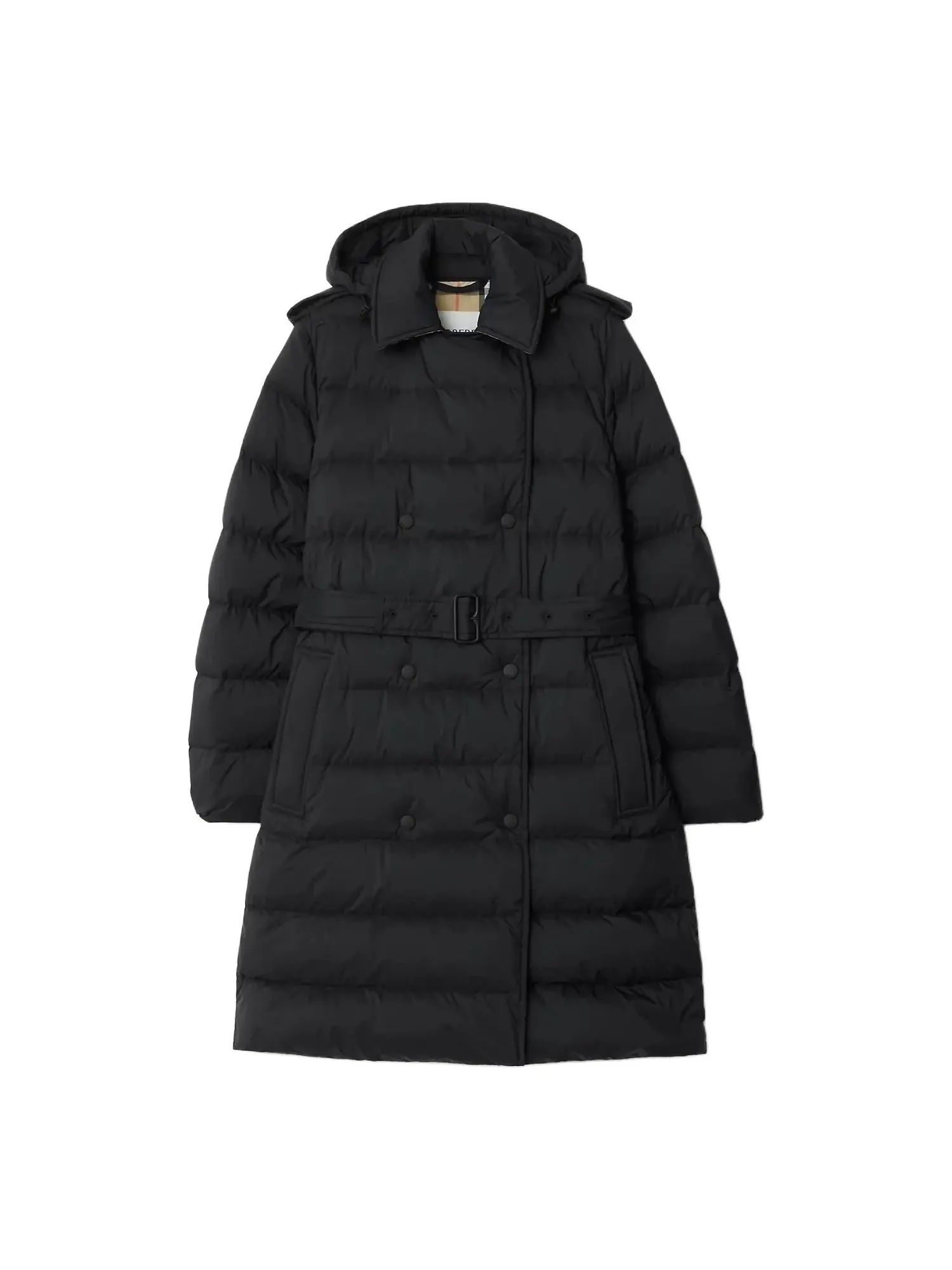 Пуховая куртка Burberry, женская, средняя длина с капюшоном