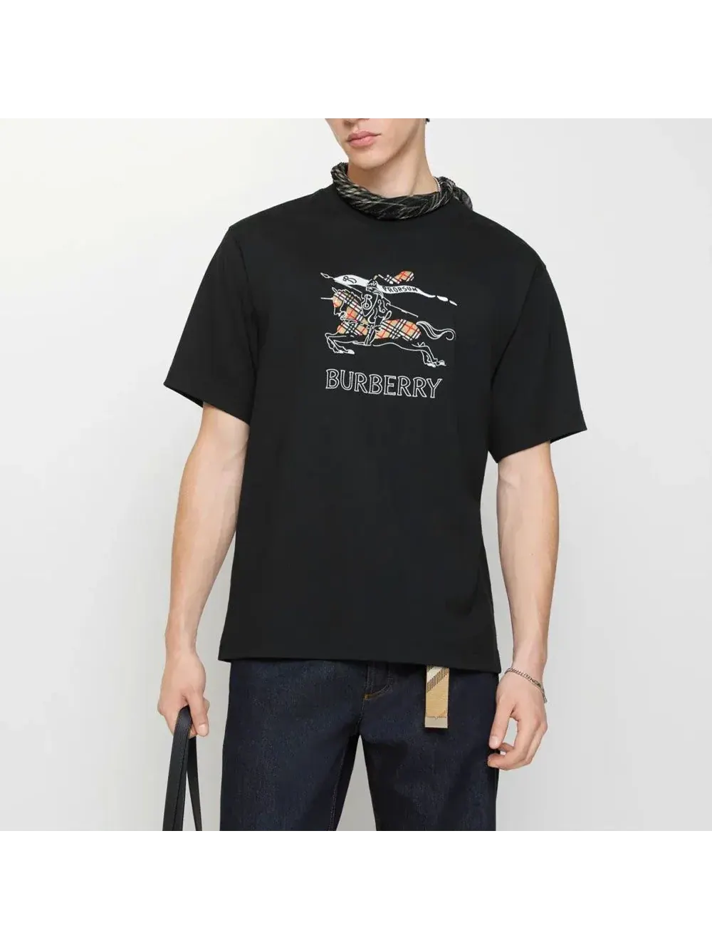 Футболка Burberry Sketch, хлопок — изображение 3 из 3, черный