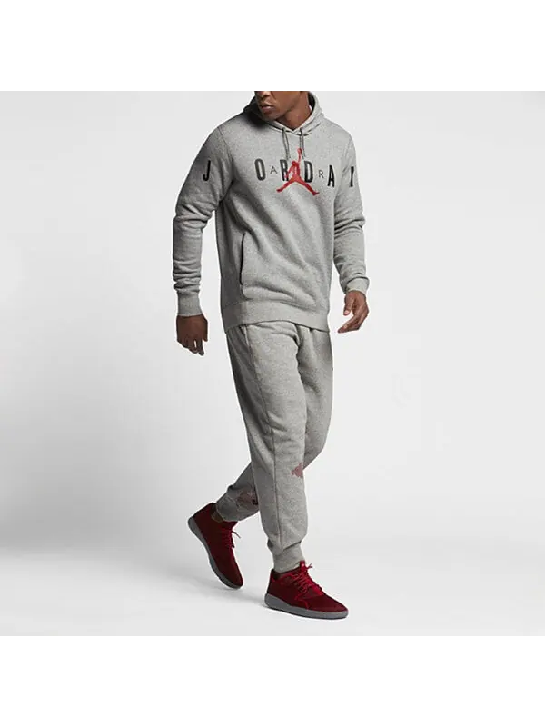 Толстовка Air Jordan Knit logo Fleece Lined hooded Pullover Gray — изображение 3 из 4, серый
