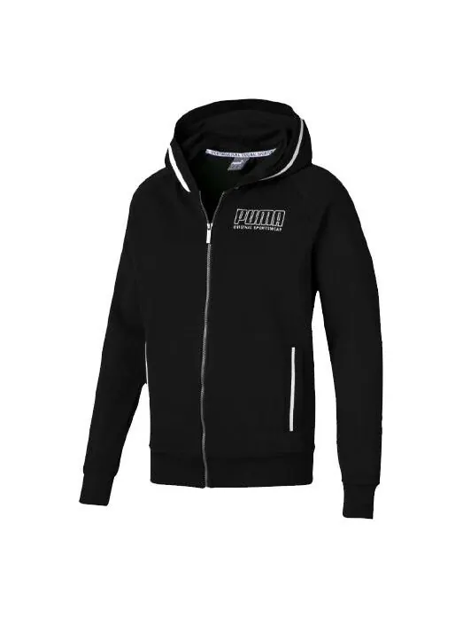 Куртка colorblock hooded zipper jacket black Puma — изображение 1 из 4, черный