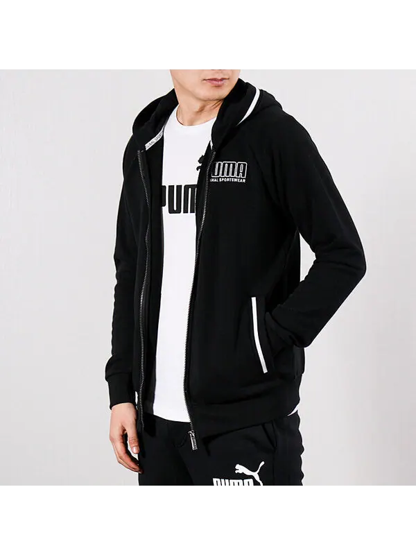 Куртка colorblock hooded zipper jacket black Puma — изображение 3 из 4, черный