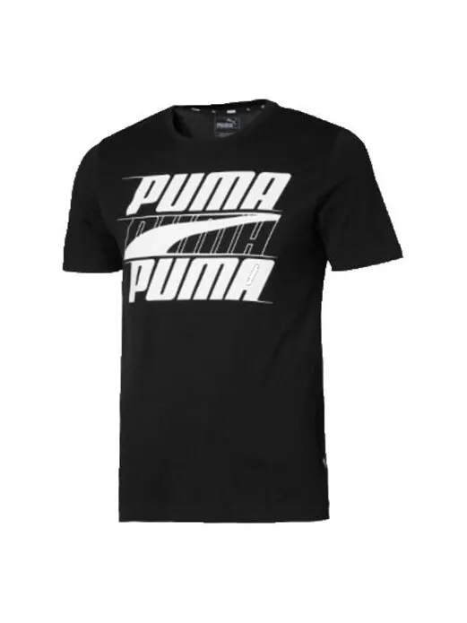 Футболка round neck short sleeve rebel basic black Puma — изображение 1 из 2, черный