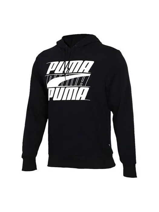 Толстовка large logo drawstring black Puma — изображение 1 из 4, черный