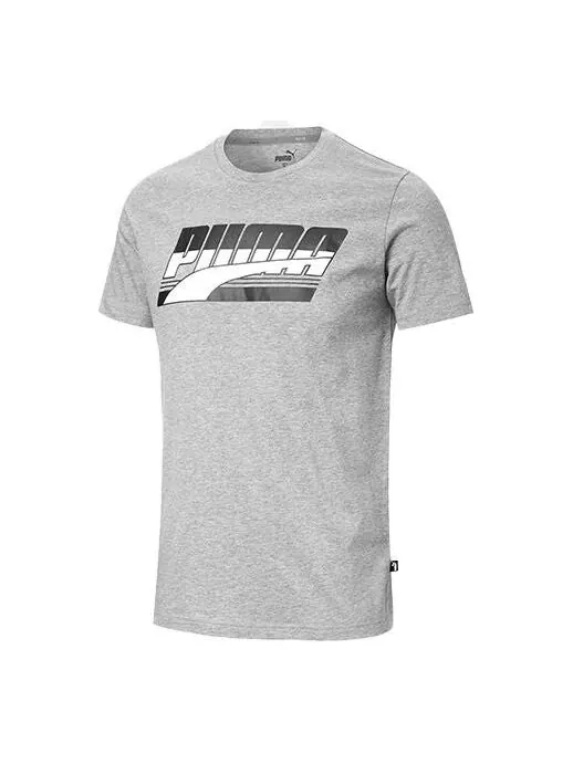 Футболка chest large logo printing short sleeve gray Puma — изображение 1 из 2, серый
