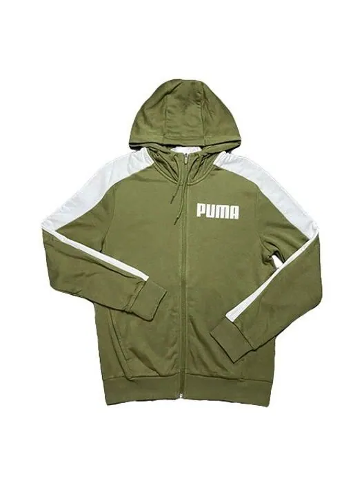 Толстовка hooded zipper jacket military green Puma — изображение 1 из 2, зеленый