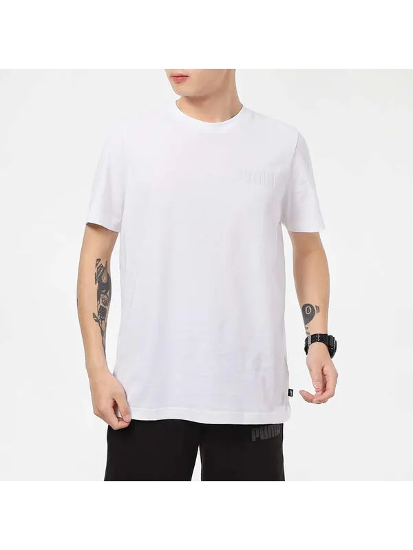 Футболка printed round neck t-shirt 'white' Puma — изображение 3 из 4, белый