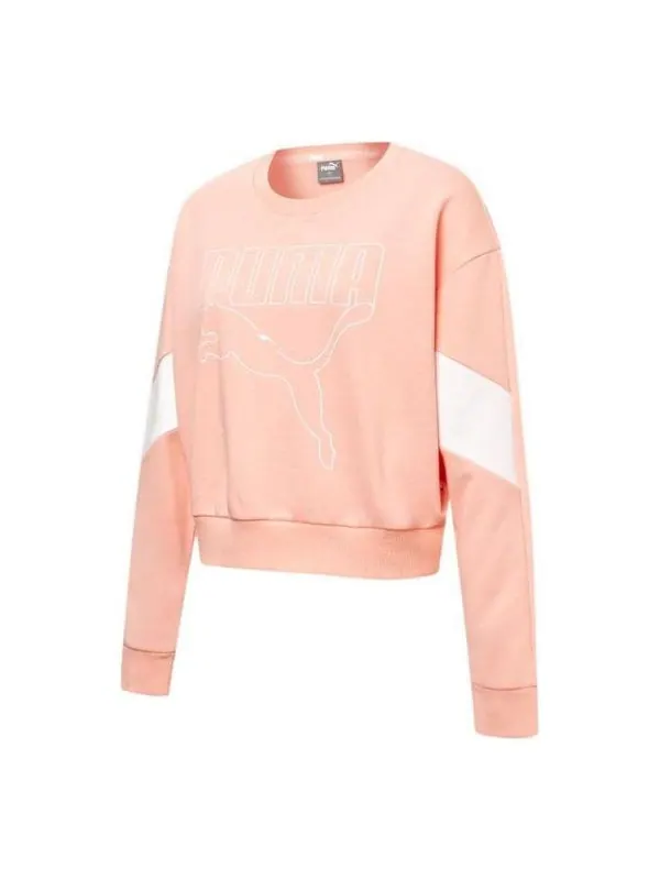 Свитер rebel crew neck sweater 'pink' Puma — изображение 1 из 2, розовый