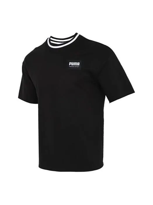 Футболка solid men round neck t-shirt 'black' Puma — изображение 1 из 4, черный