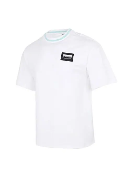 Футболка logo loose sports round neck short sleeve white Puma — изображение 1 из 4, белый