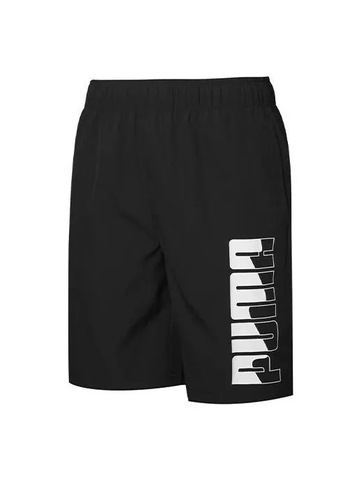 Шорты logo woven shorts 'black' Puma — изображение 1 из 2, черный