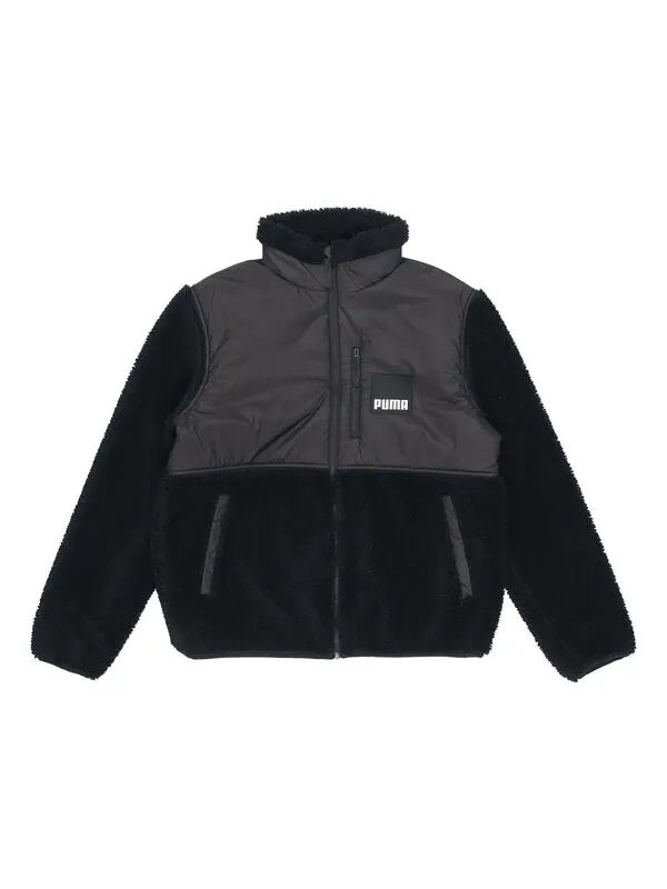 Куртка sherpa contrasting colors sports lamb's wool stand collar logo jacket black Puma — изображение 1 из 3, черный