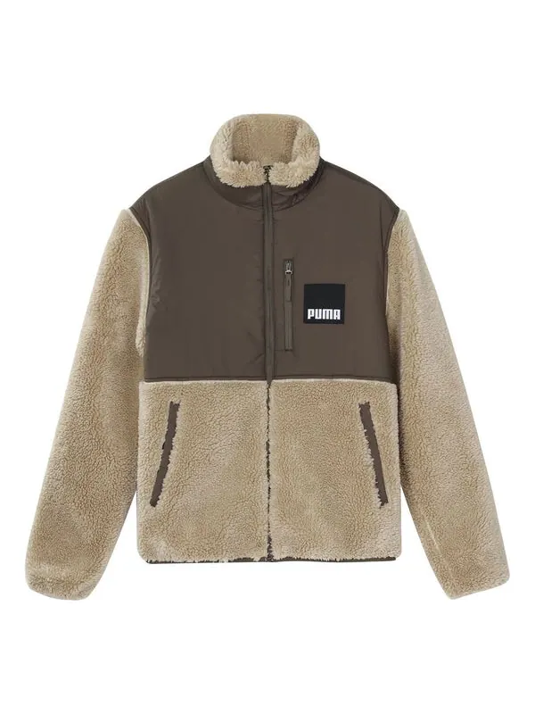 Куртка sherpa contrasting colors sports lamb's wool stand collar jacket brown Puma — изображение 1 из 2, коричневый