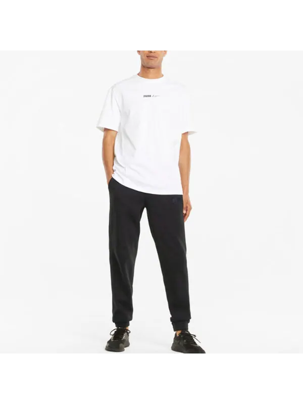 Брюки modern basics logo pants 'black' Puma — изображение 3 из 4, черный