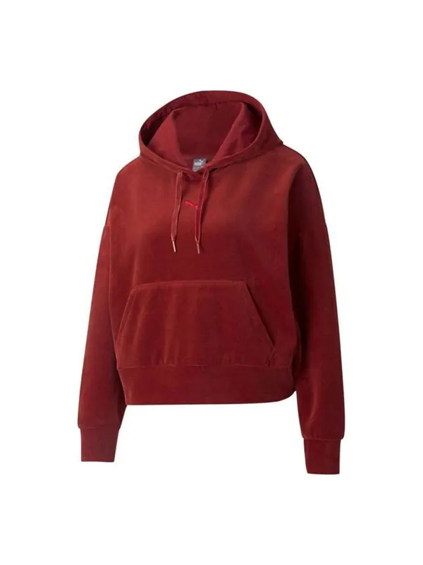 Толстовка her velour hoodie 'burgundy' Puma — изображение 1 из 2, бордовый
