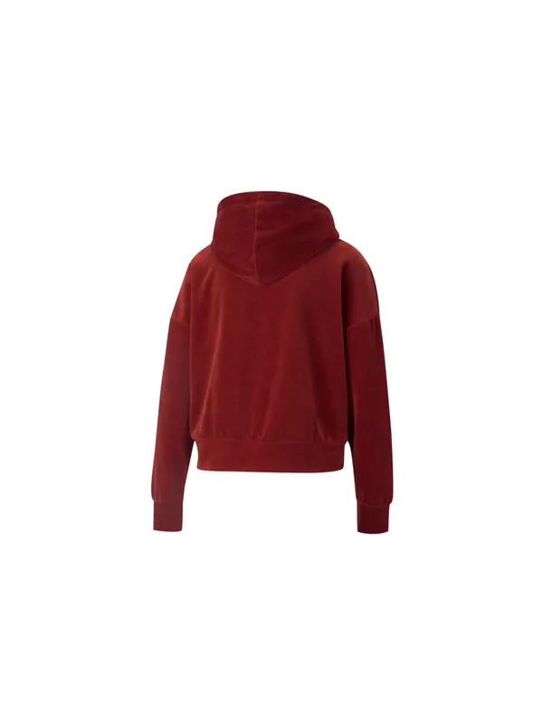 Толстовка her velour hoodie 'burgundy' Puma — изображение 2 из 2, бордовый