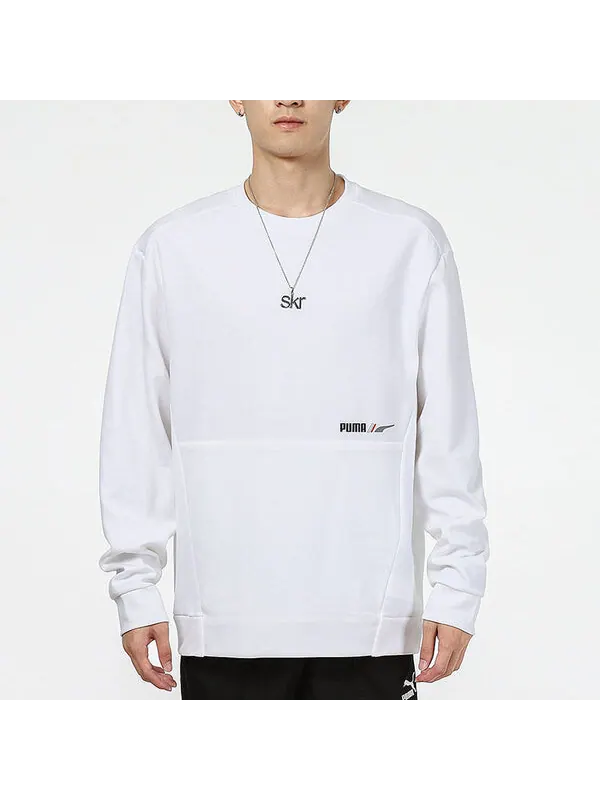Толстовка training sports breathable round neck pullover white Puma — изображение 3 из 4, белый
