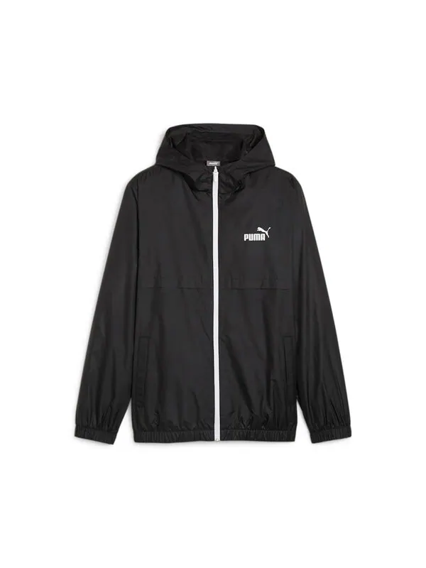 Куртка essentials solid windbreaker jacket 'black' Puma — изображение 1 из 2, черный/белый