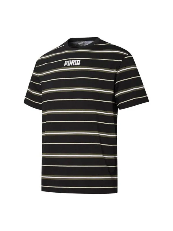 Футболка modern basics advanced tee casual sports breathable stripe short sleeve black Puma — изображение 1 из 2, черный