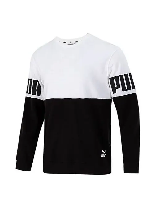 Толстовка colorblock alphabet round neck pullover black white Puma — изображение 1 из 4, белый/черный