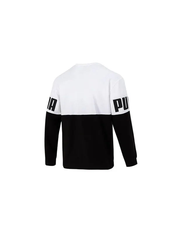 Толстовка colorblock alphabet round neck pullover black white Puma — изображение 2 из 4, белый/черный
