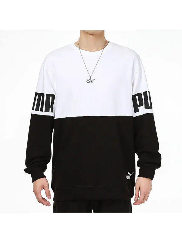 Толстовка colorblock alphabet round neck pullover black white Puma — изображение 3 из 4, белый/черный