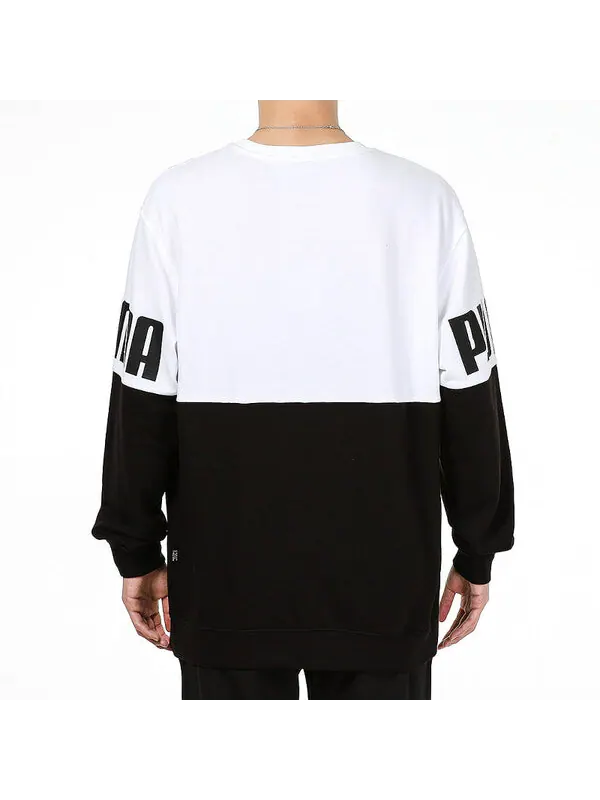 Толстовка colorblock alphabet round neck pullover black white Puma — изображение 4 из 4, белый/черный