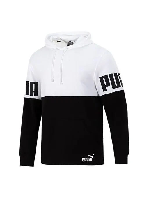 Толстовка logo printing sports breathable black white colorblock 'black white' Puma — изображение 1 из 4, черный/белый