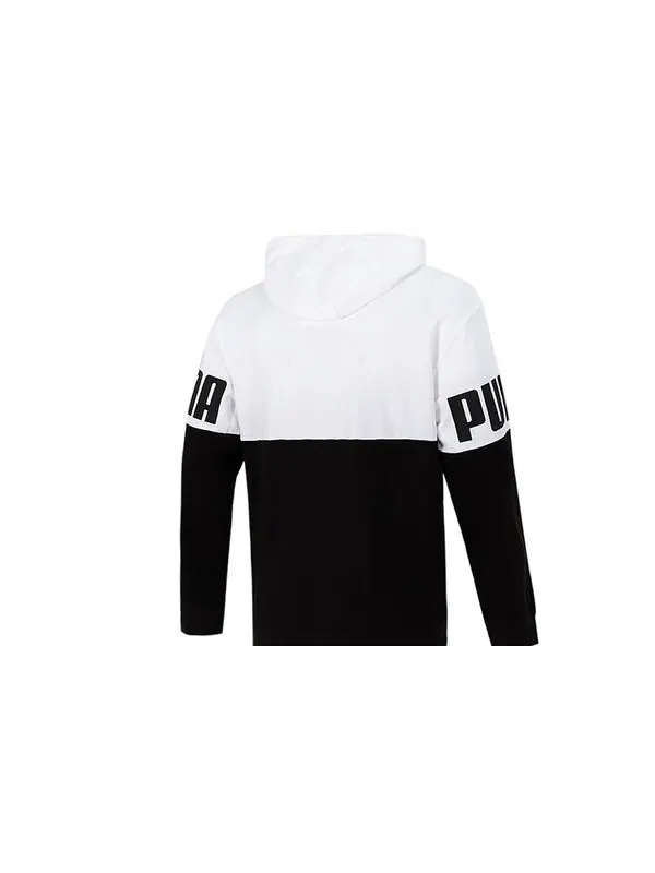 Толстовка logo printing sports breathable black white colorblock 'black white' Puma — изображение 2 из 4, черный/белый