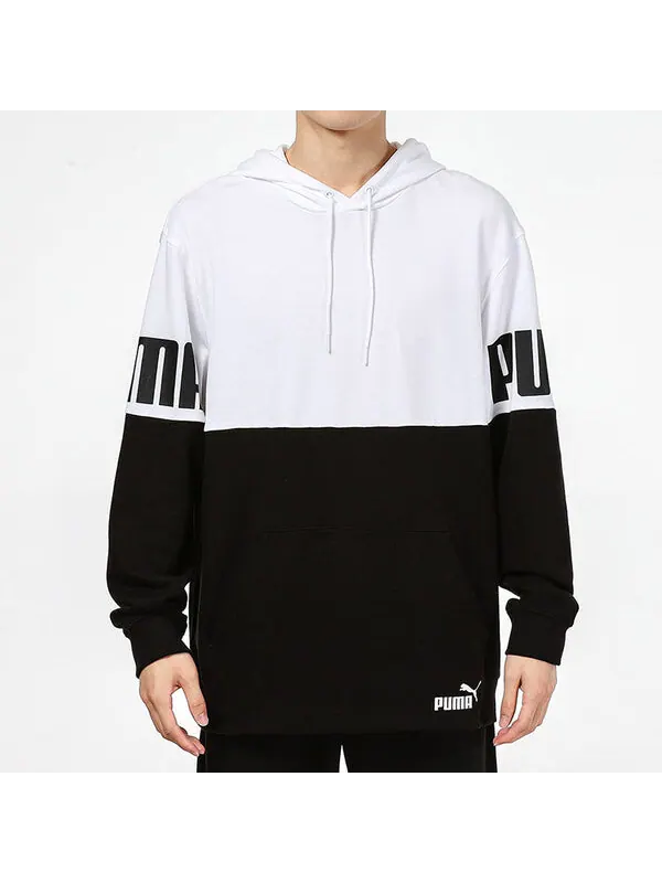 Толстовка logo printing sports breathable black white colorblock 'black white' Puma — изображение 3 из 4, черный/белый