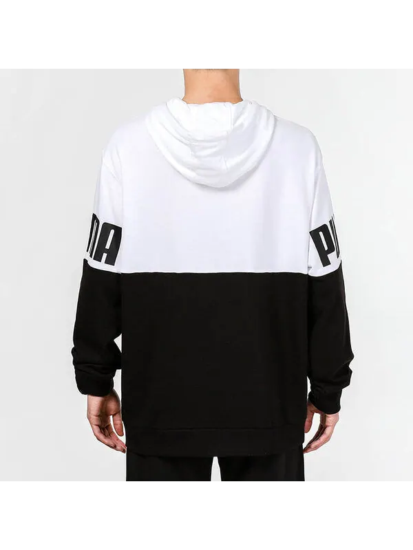 Толстовка logo printing sports breathable black white colorblock 'black white' Puma — изображение 4 из 4, черный/белый