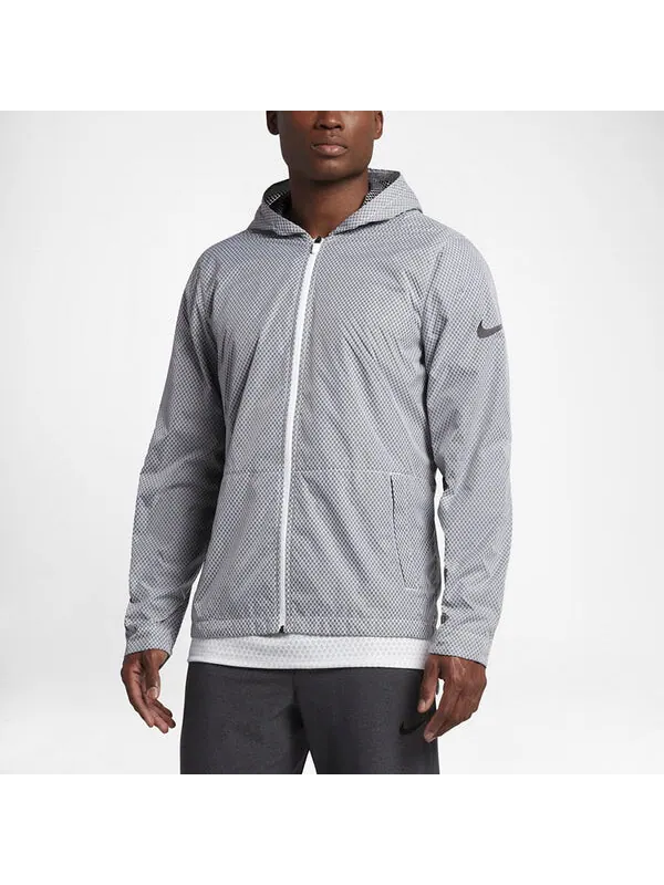 Куртка sports training windproof hooded jacket gray Nike — изображение 3 из 4, серый