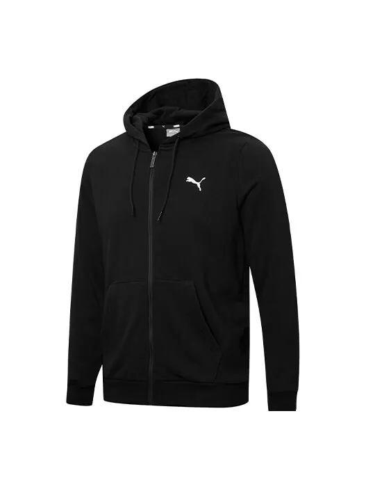 Куртка ess logo solid color hooded jacket black Puma — изображение 1 из 2, черный