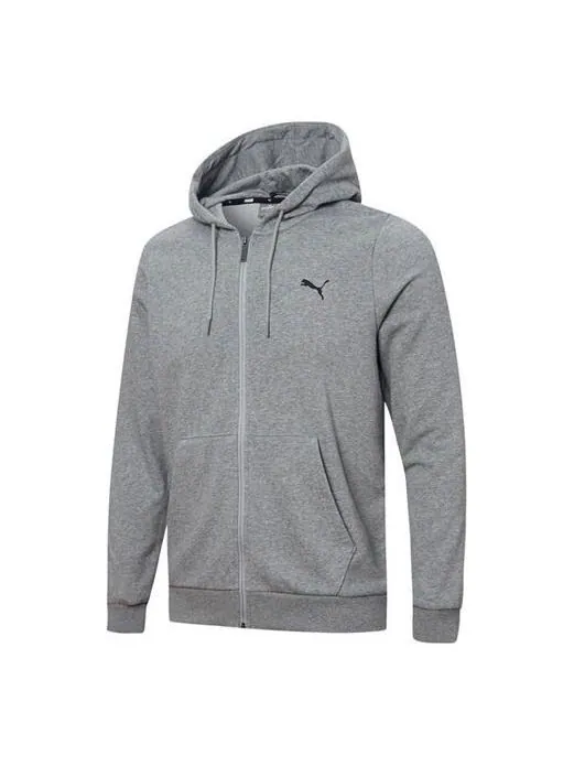 Куртка ess logo solid color hooded jacket gray Puma — изображение 1 из 2, серый