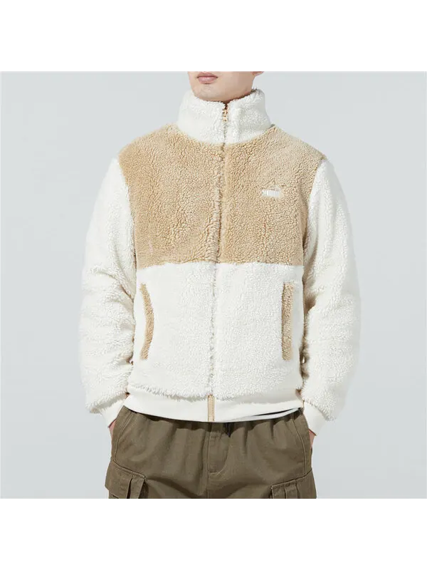 Куртка colorblock lamb's wool stay warm sports stand collar logo jacket white Puma — изображение 3 из 4, белый