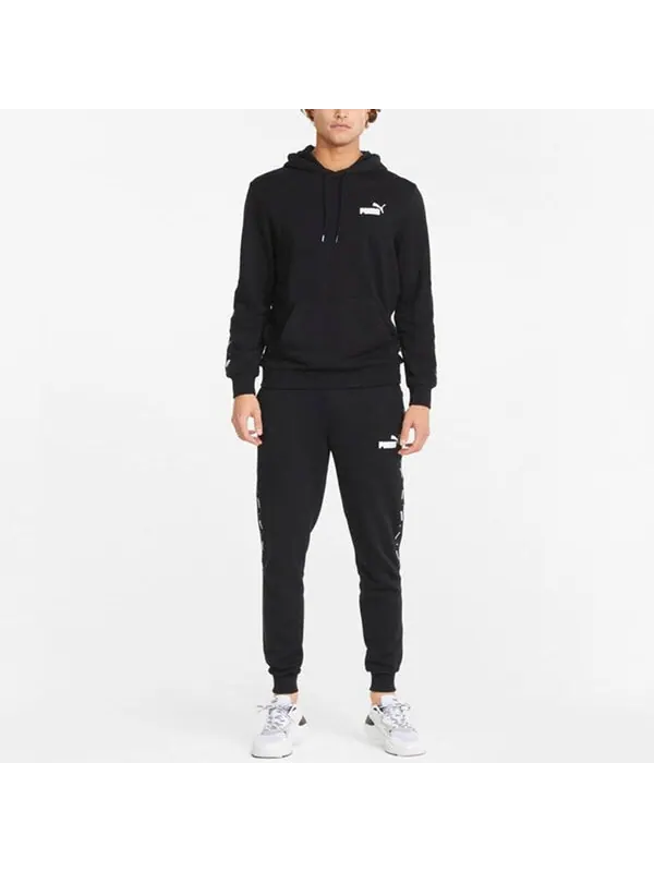 Брюки ess+ tape sweatpants 'black' Puma — изображение 3 из 4, черный
